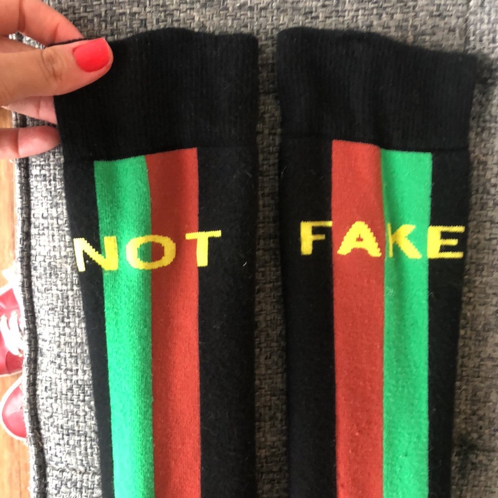 Gucci “Not Fake” Black Stripped Socks
